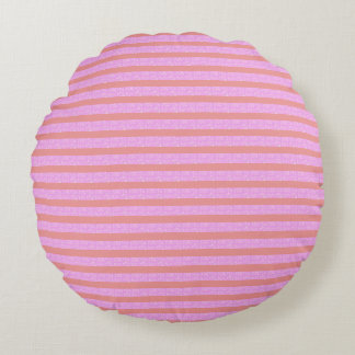 Pink Geometric Stripes  Round Pillow