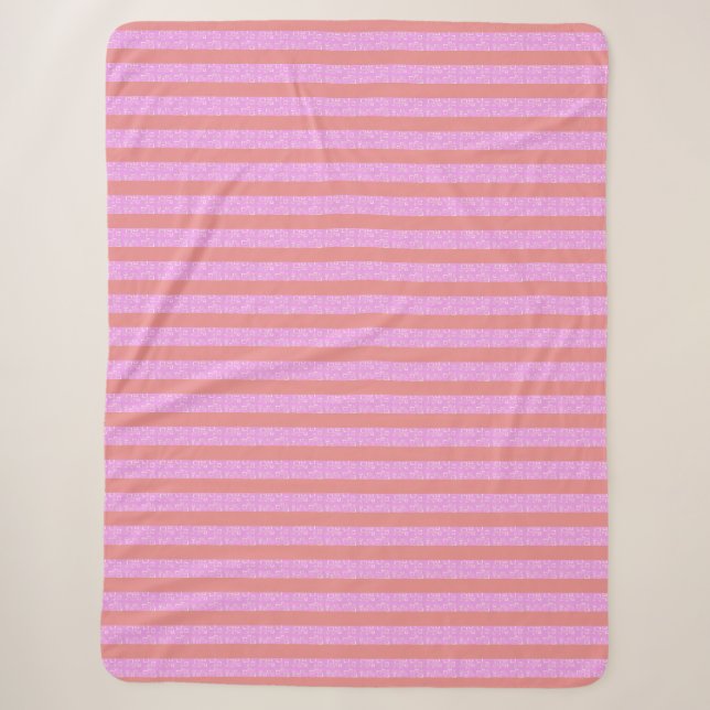 Pink Geometric Stripes  Sherpa Blanket (Front)