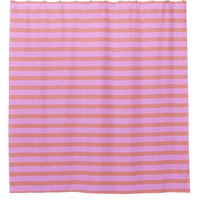 Pink Geometric Stripes Shower Curtain (Front)