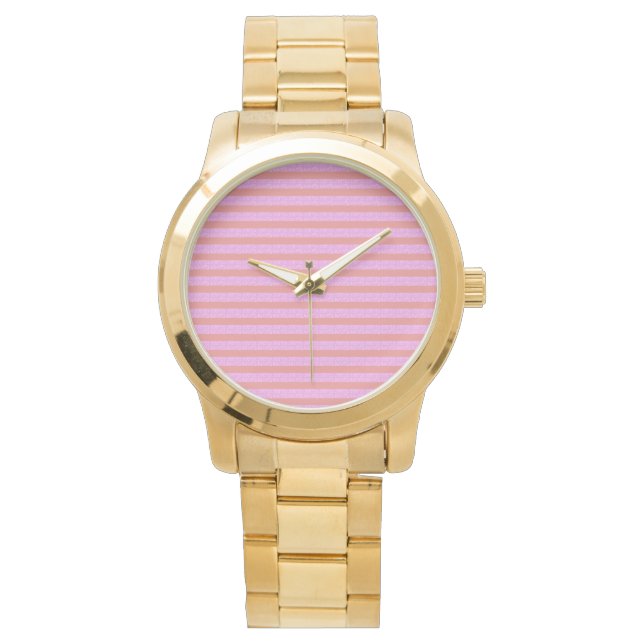 Pink Geometric Stripes  Watch (Front)