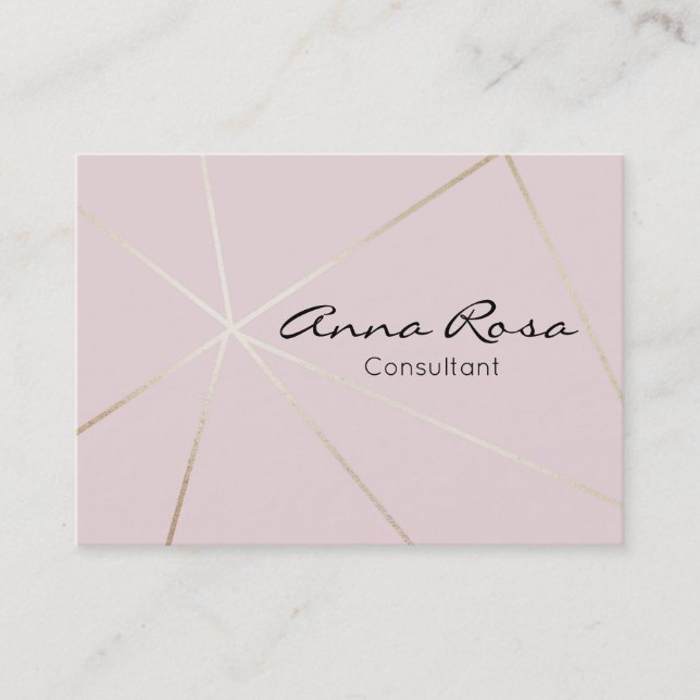 *~* Pink Geometric Trendy Rose Gold Modern Foil Business Card (Front)
