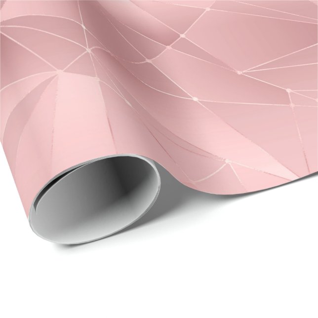 Pink Geometric Triangle Glam Bling Trendy Stylish  Wrapping Paper (Roll Corner)