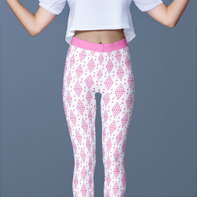 Pink Geometric Triangles Leggings (Creator Uploaded)