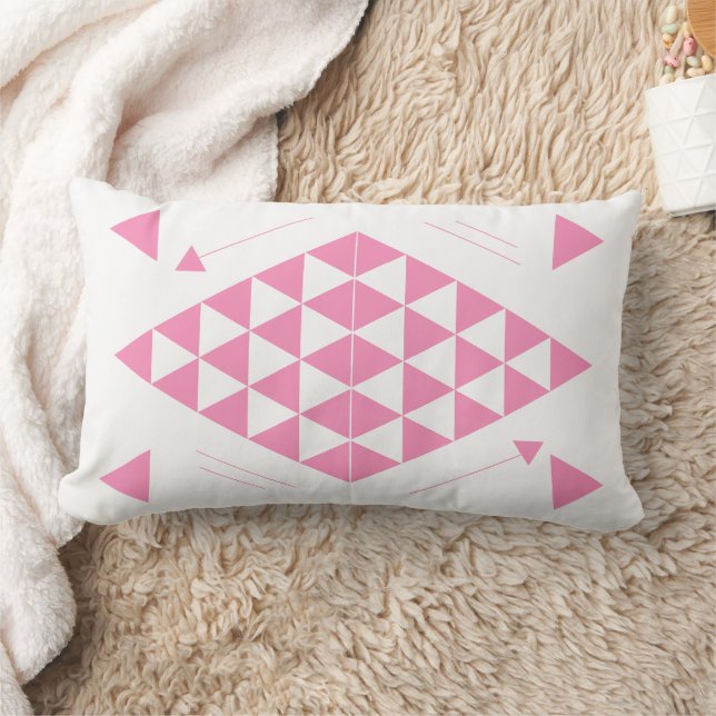 Pink Geometric Triangles  Lumbar Pillow (Blanket)