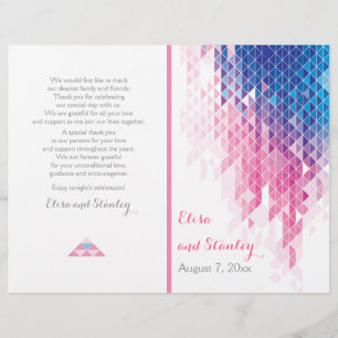 Pink geometric triangles modern wedding program
