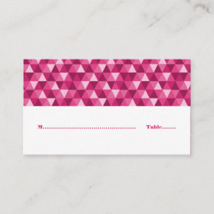 Pink Geometric Triangles Place Card