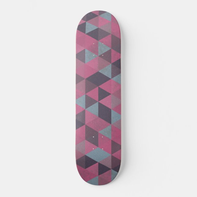 Pink geometric triangles skateboard (Front)