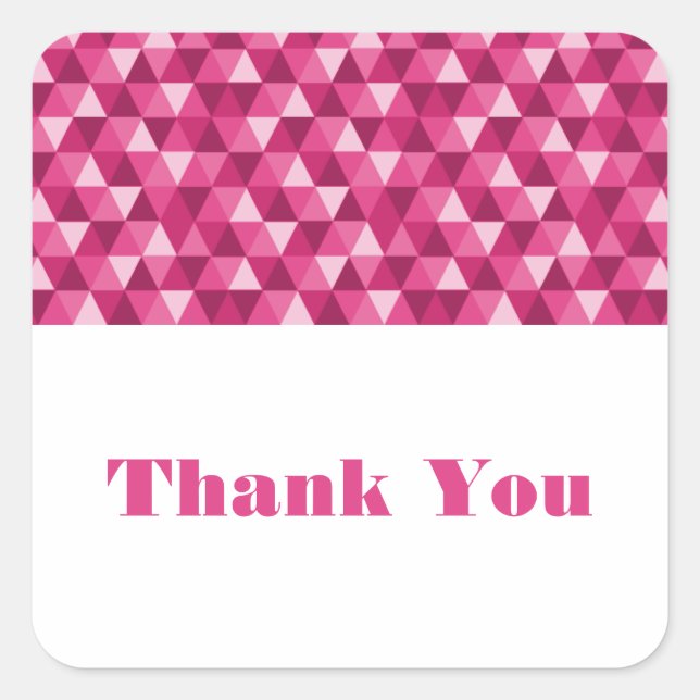 Pink Geometric Triangles Thank You Stickers (Front)