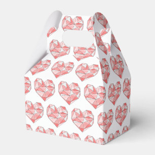 Pink Geometric Watercolor Heart Favor Box