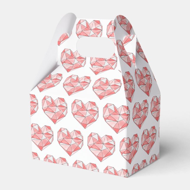 Pink Geometric Watercolor Heart Favor Box (Front Side)