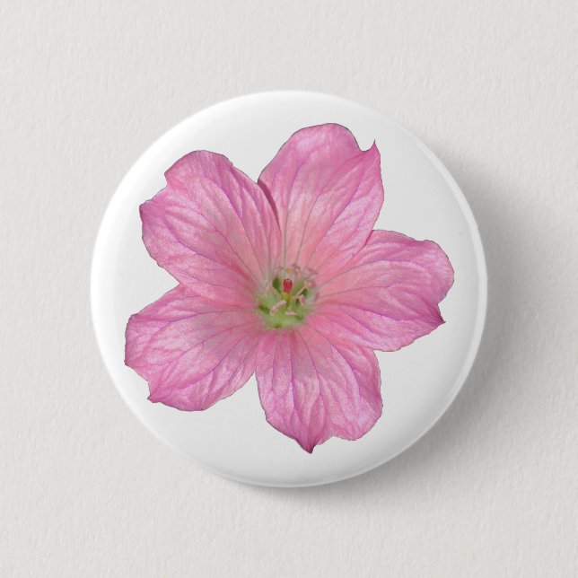 Pink Geranium 2 Inch Round Button (Front)