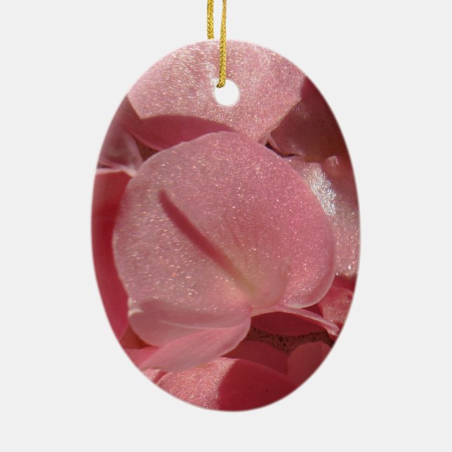 Pink geranium: almost solid Light pink Ceramic Ornament (Back)