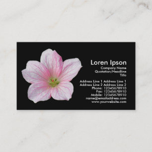 Pink Geranium - Black Business Card