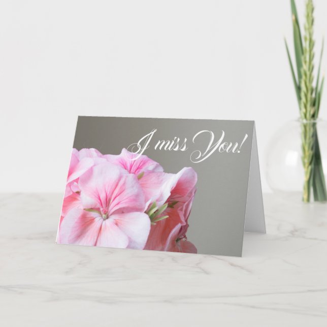 Pink geranium flower card (Front)