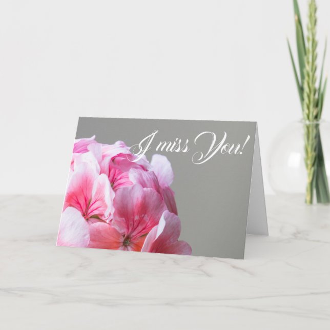 Pink geranium flower card (Front)