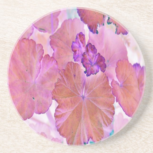 Pink Geranium Leaves Coaster (Front)