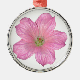 Pink Geranium Metal Ornament