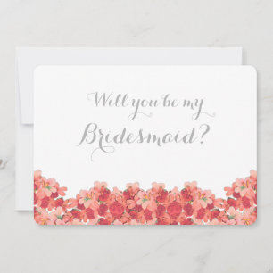 Pink Geranium Will You Be My Bridesmaid Invitation