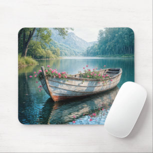 Pink Geraniums In Rowboat Mouse Pad
