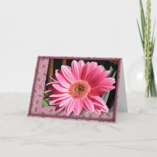 Pink Gerber Daisy Birthday Card (Large Print)