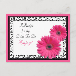 Pink Gerber Daisy Bridal Shower Recipe Card