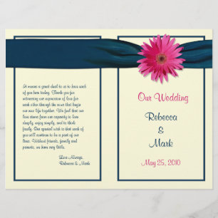 Pink Gerber Daisy Navy Programme de mariage au rub