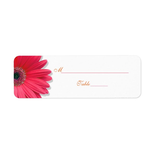 Pink Gerber Daisy Orange Mariage Carte Place Étiqu (Devant)