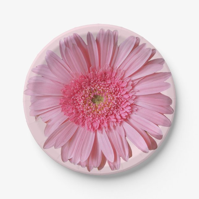 Pink Gerber Daisy Paper Plates (Front)