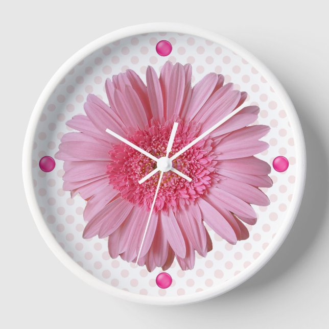 Pink Gerber Daisy Wall Clock (Front)