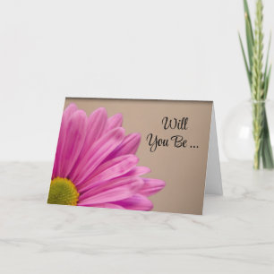 Pink Gerber Daisy Will You Be My Bridesmaid Invitation