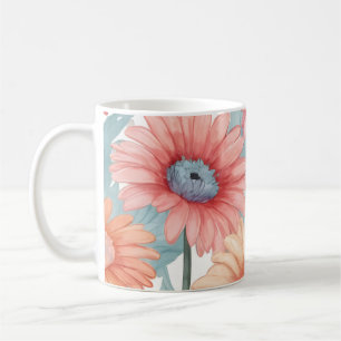 Pink gerber flowers print coffee mug