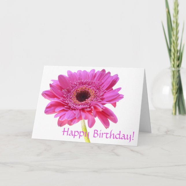Pink Gerbera Birthday Card (Front)