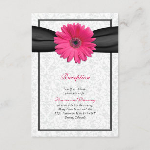 Pink Gerbera Black Ribbon Wedding Reception Insert