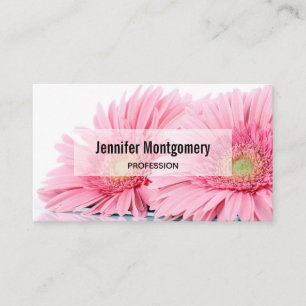 Pink Gerbera Daisies Elegant Photo Business Card