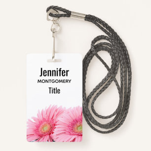 Pink Gerbera Daisies Elegant Photography Badge