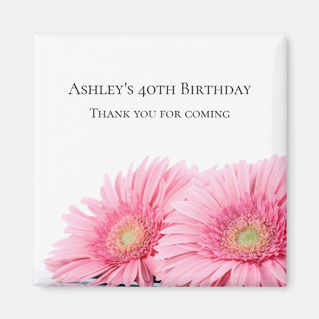 Pink Gerbera Daisies Elegant Photography Birthday Magnet (Front)