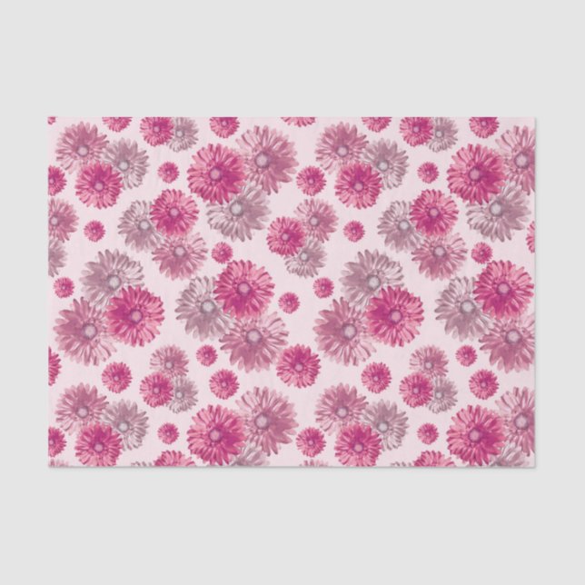 Pink Gerbera Daisies floral gift bag stuffer Tissue Paper (Front)