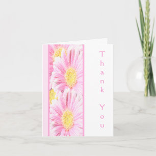 Pink Gerbera Daisies on White Thank You Note Card