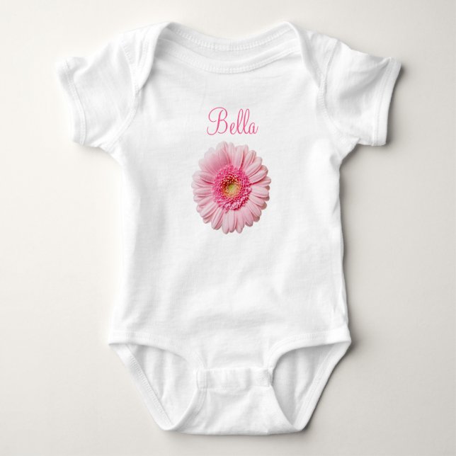 Pink Gerbera Daisy Baby Bodysuit (Front)