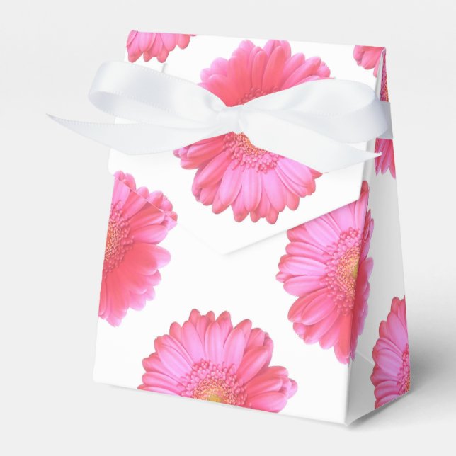 Pink gerbera daisy favor box (Front Side)