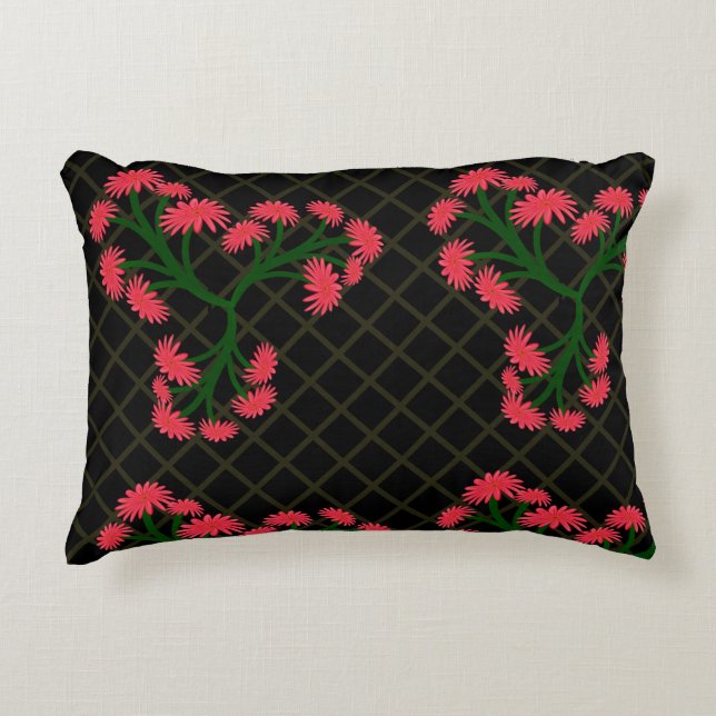 Pink Gerbera Daisy Floral Bouquet pattern  Accent Pillow (Front)