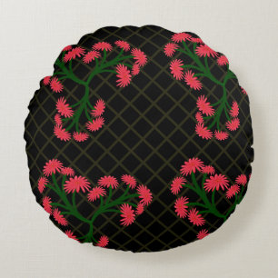 Pink Gerbera Daisy Floral Bouquet pattern Round Pillow