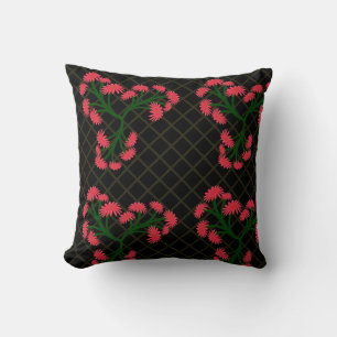 Pink Gerbera Daisy Floral Bouquet pattern Throw Pillow
