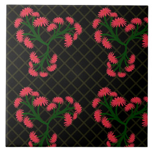 Pink Gerbera Daisy Floral Bouquet pattern Tile