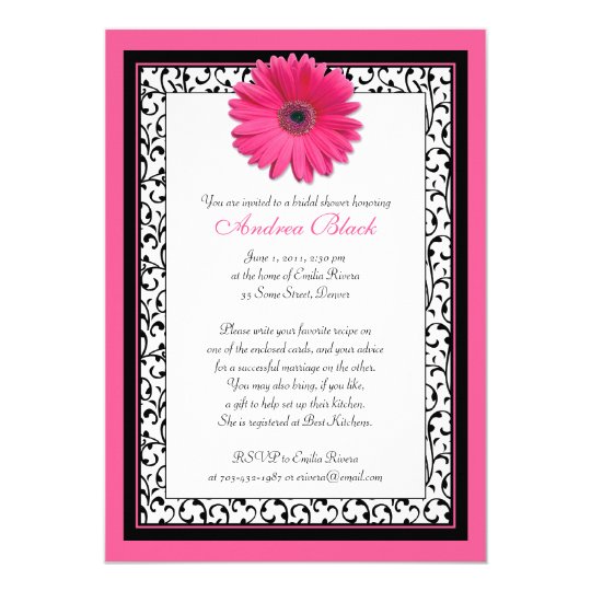 Pink Gerbera Daisy Floral Bridal Shower Invitation