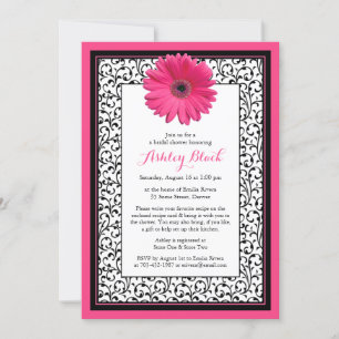 Pink Gerbera Daisy Floral Bridal Shower Invitation