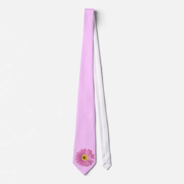 Pink Gerbera Daisy Flower Tie (Front)