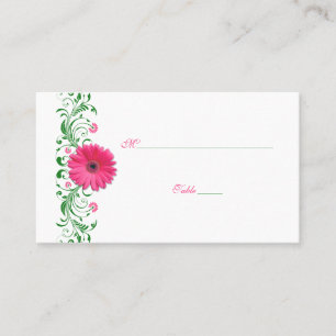 Pink Gerbera Daisy Green Wedding Place Card