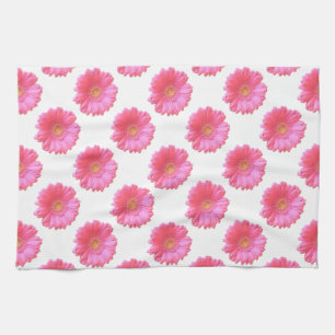 Pink gerbera daisy kitchen towel