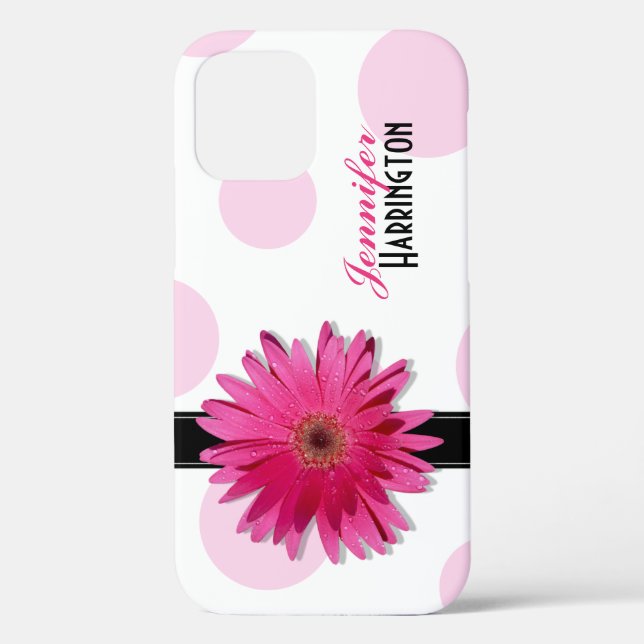 Pink Gerbera Daisy Polka Dot iPhone 5 Case (Back)